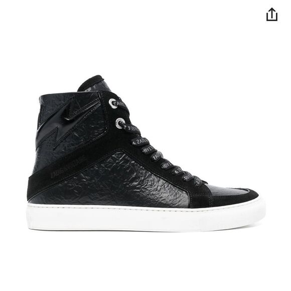 Zadig&Voltaire High Lash crinkled-finish leather sneakers FLAWED - Picture 1 of 9